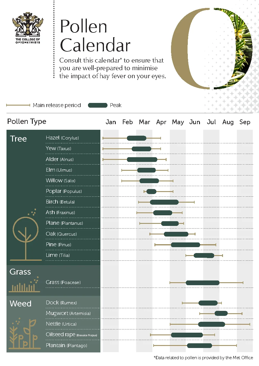 seasonal pollen calendar